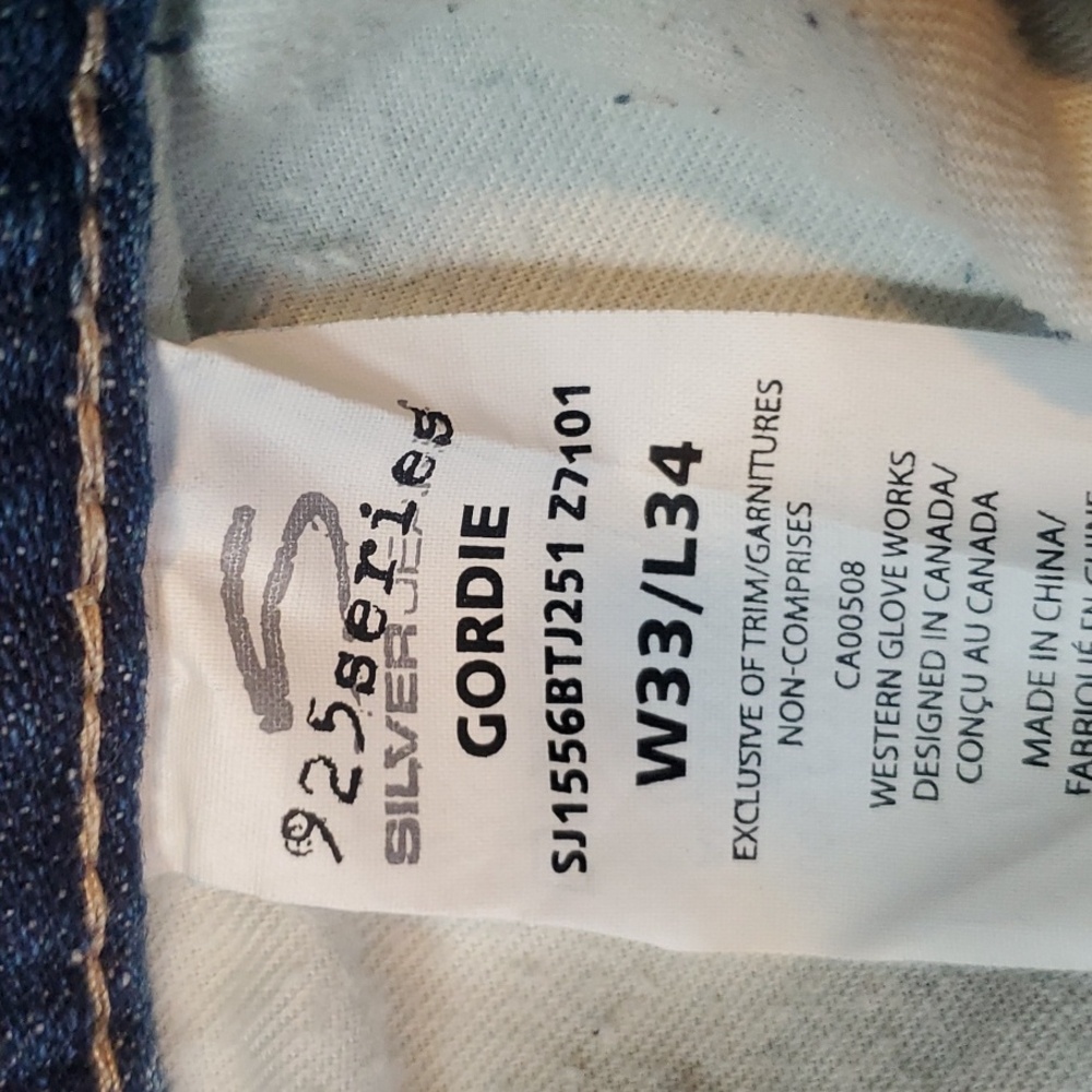 Mens Silver Jeans 925 Series Gordie 33x34 - Picture 3 of 12